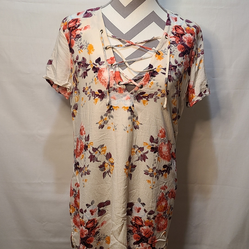Aakaa Cream & Floral Medium Dress